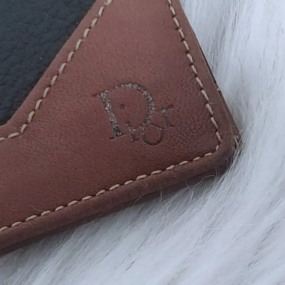Authentic CD Christian Dior Vintage Leather Bifold Wallet Colorblock